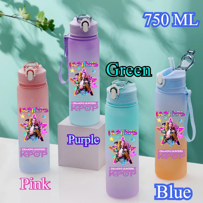 750ML KPop Demon Hunters Gradient Color Water Cup HUNTR/X Rumi Mira Zoey Jinu Drinking Bottle Saja Boys Tiger Kid Birthday Gift - YourGiftIdeasUK