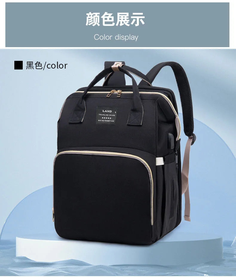 Multifunctional Mother and Baby Bag Mom Bag Bottle Backpack 2024 New Folding Sleeping Changing Bag Diaper Backpack