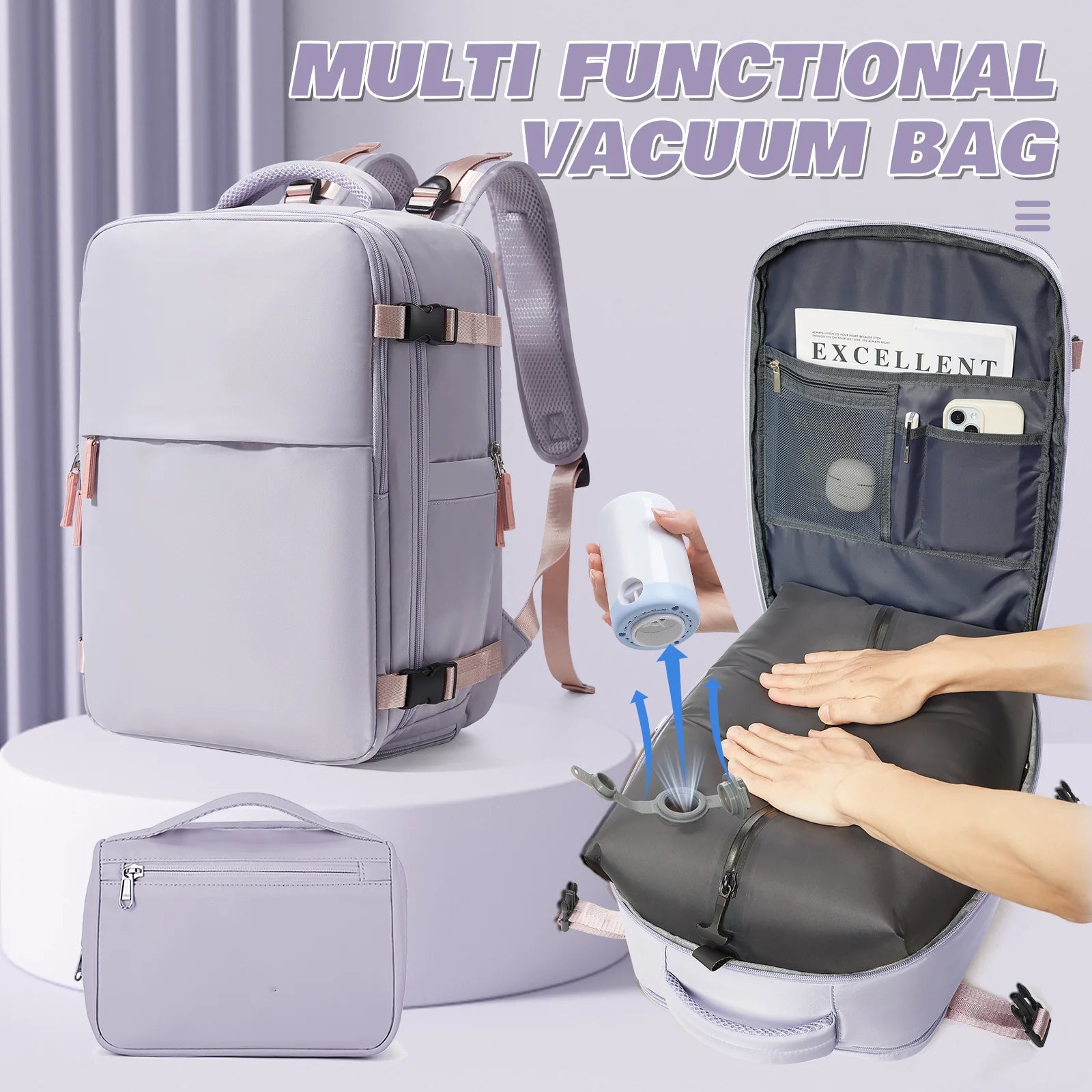 Airplane Cabin Luggage Wizzair 40x30x20 Vacuum Compression Backpack for Travel Hiking, Women Laptop Backpack  Vacuum Storage Bag