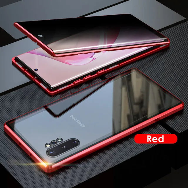 For Samsung Galaxy S23 FE S24 S25 Ultra S22 Plus Case 360° Double Sided Glass Anti Peeping Privacy Metal Magnetic Phone Cover