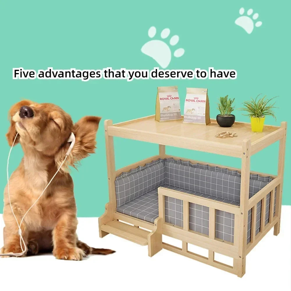 Simplicity Wooden Dog Bed Can Be Used As Bedside Table - YourGiftIdeasUK