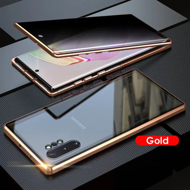 For Samsung Galaxy S23 FE S24 S25 Ultra S22 Plus Case 360° Double Sided Glass Anti Peeping Privacy Metal Magnetic Phone Cover
