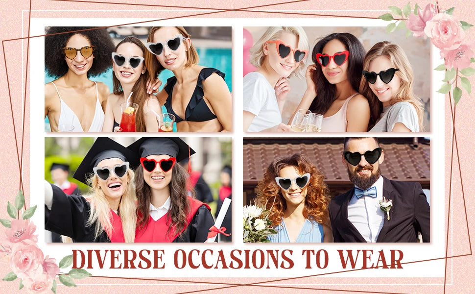 12-100Pairs Heart Sunglasses Bulk Wedding Party Favors for Guests Bachelorette Hen Party Fun Glasses Team Bride Bridesmaids Gift