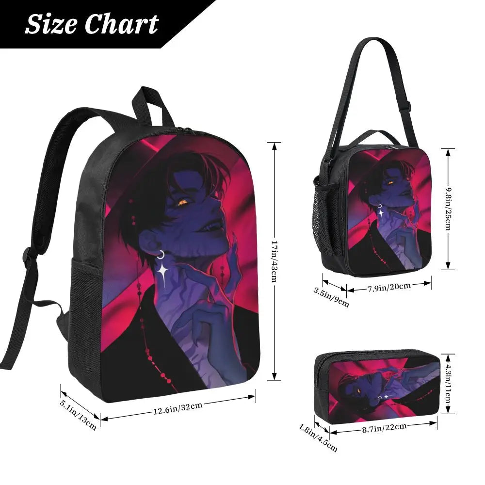 3Pcs Kpop Demon Hunters Huntrix  Backpack Set for Kids Pencil Boxes Bookbag Sets with Lunch Box For School Students Knapsack