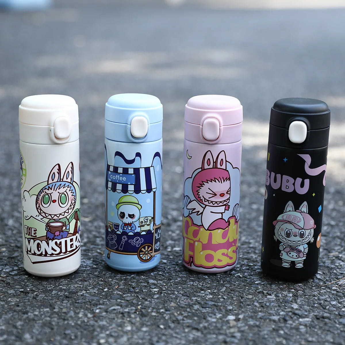 Printed 400Ml Water Bottle Thermos Cup Pocket Stainless Steel Thermal Coffee Mug Vacuum Insulated Flask Cup Kid Gift
