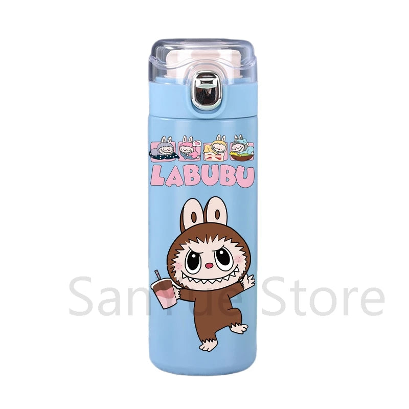 400Ml Water Bottle Cartoon Printed Thermos Cup Pocket Stainless Steel Thermal Coffee Mug Vacuum Insulated Flask Cup Kid Gift