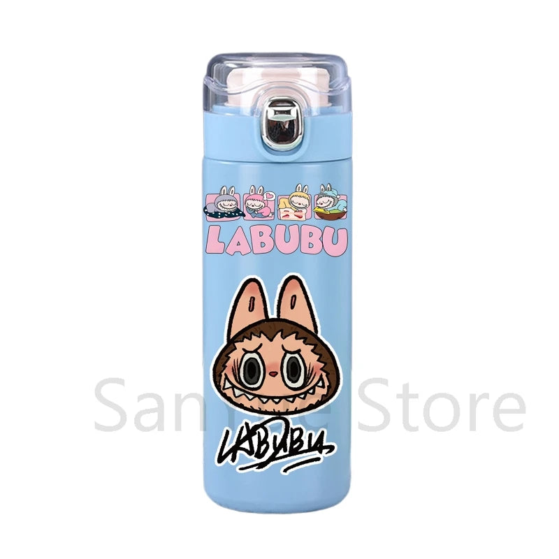 400Ml Water Bottle Cartoon Printed Thermos Cup Pocket Stainless Steel Thermal Coffee Mug Vacuum Insulated Flask Cup Kid Gift