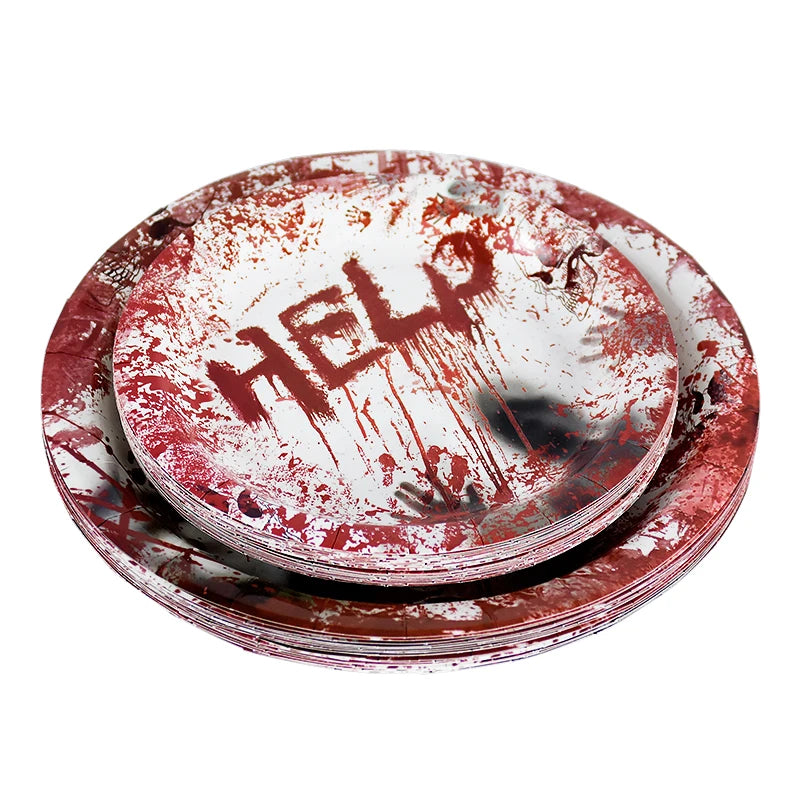 Halloween Party Disposable Tableware Scary Bloody Handprint - YourGiftIdeasUK