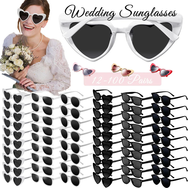 12-100 Pairs Wedding Bodas Heart Sunglasses Bachelorette Bachelor Hen Party Glasses Team Bride Bridesmaids Groomsmen Gifts