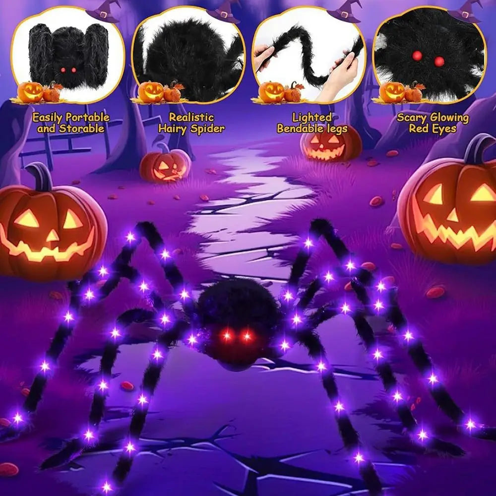 8 Modes Halloween Spider Web Lights Waterproof Glow LED Spider Net 5m Triangle Luminous Halloween Spider Indoor Outdoor - YourGiftIdeasUK