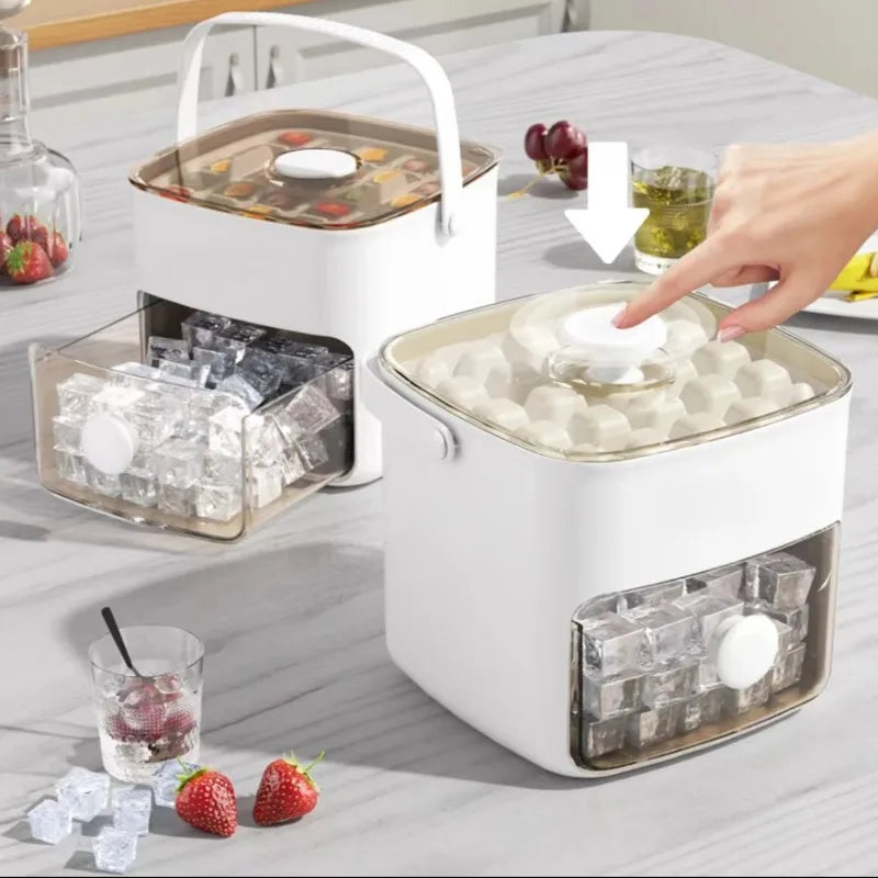 Pressed Ice Cube Mold Ice Tray with Lid for Home Refrigerator Homemade Ice Cube Storage Box - Your Gift Ideas
