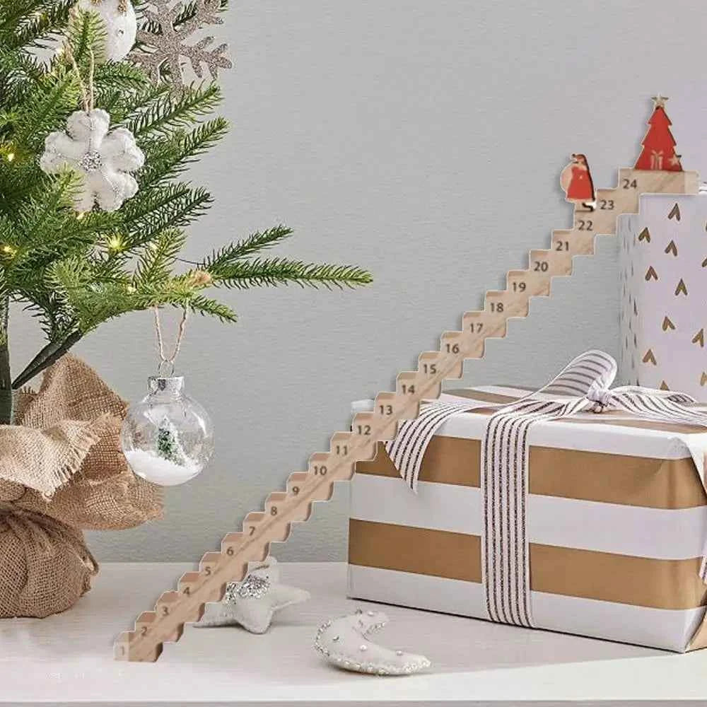 Santa Claus Countdown Calendar Wood Stairs Climbing Santa Christmas Advent Calendar Creative Wooden Xmas Countdown Decorations