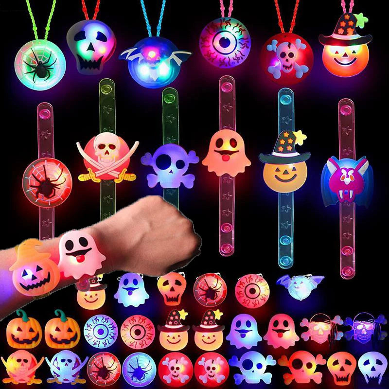 5-10-20PCS Glowing Pumpkin Ghost Bracelet Rings Kids - YourGiftIdeasUK