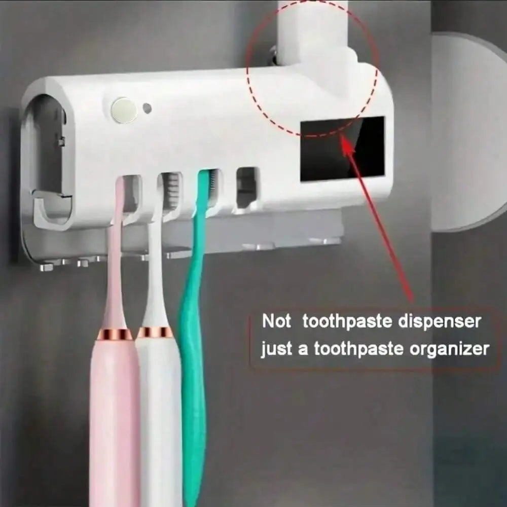 Wall Mounted Intelligent ToothBrush Sterilizer, UV Free, Solar Powered Cleaner, With Automatic Tooth paste Dispenser