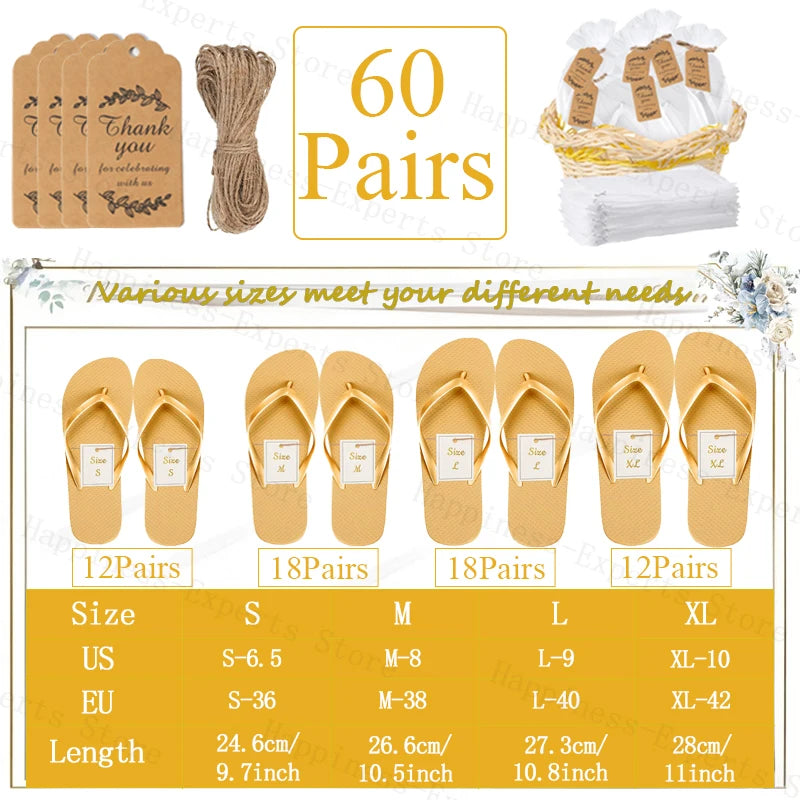 10-72Pairs Flip Flops for Wedding Guests Sandals Slippers with Cards  Bags Woman Men Wedding Favors Hen Beach Pool Party
