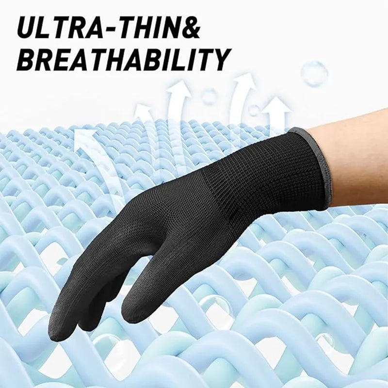 10 Pairs Black Durable Safety Gloves - Anti-Slip, Wear-Resistant, ESD Protection for Gardening & Woodworking