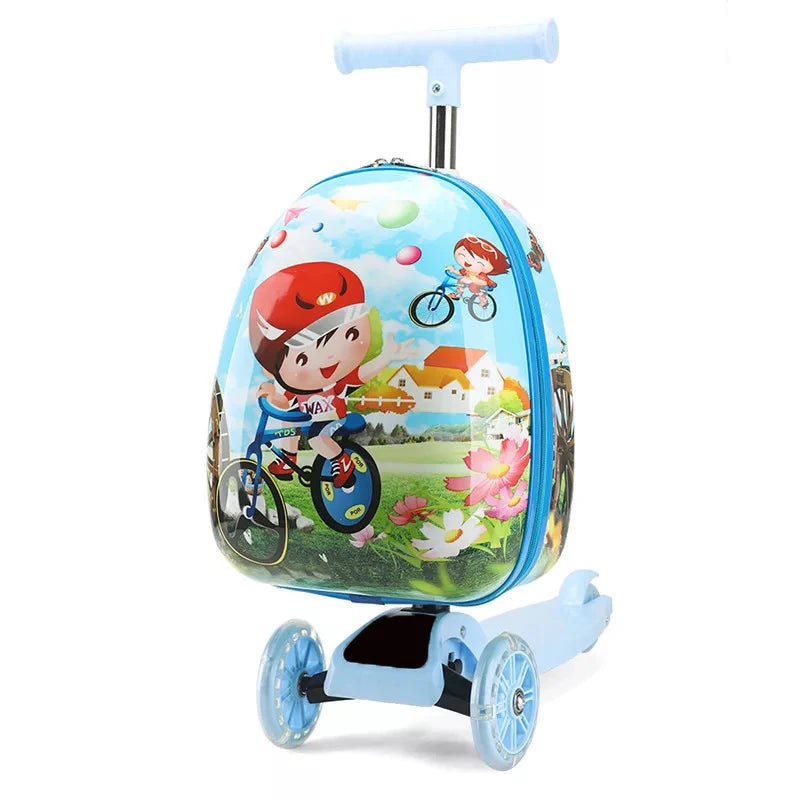 Children Travel Suitcase Cute Cartoon Skateboard Rolling - YourGiftIdeasUK