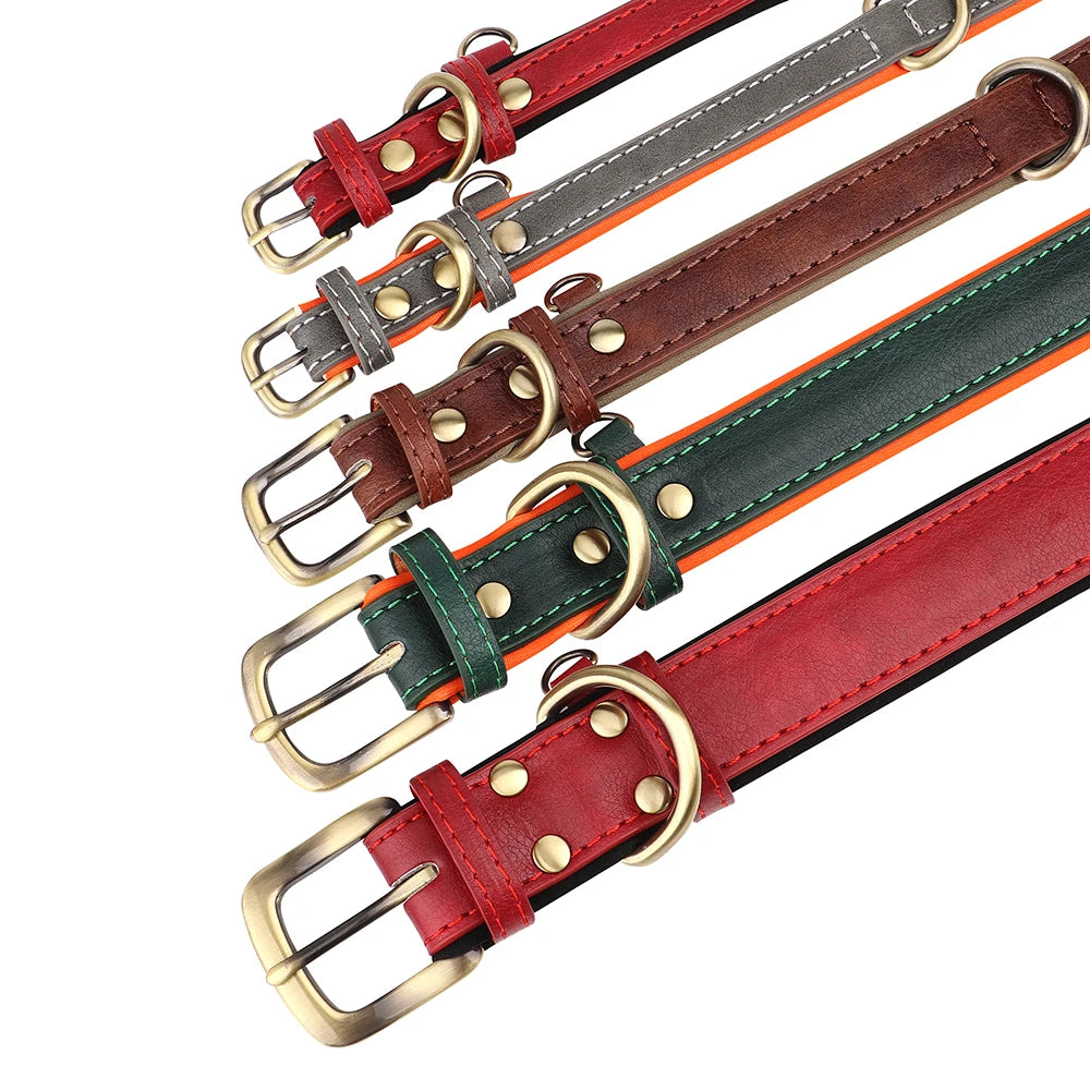 Engraved Leather Dog Collar - Custom ID Tag