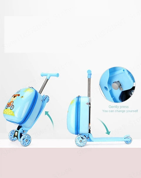 Children Travel Suitcase Cute Cartoon Skateboard Rolling - YourGiftIdeasUK