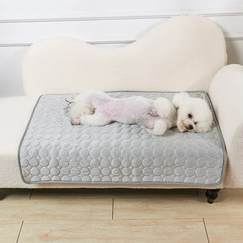 Summer Dog Cooling Mat Dog Cat Sleeping Pad Cool Ice Silk Moisture-proof Mattress Cushion Small Animal Cold Bed 5 Sizes