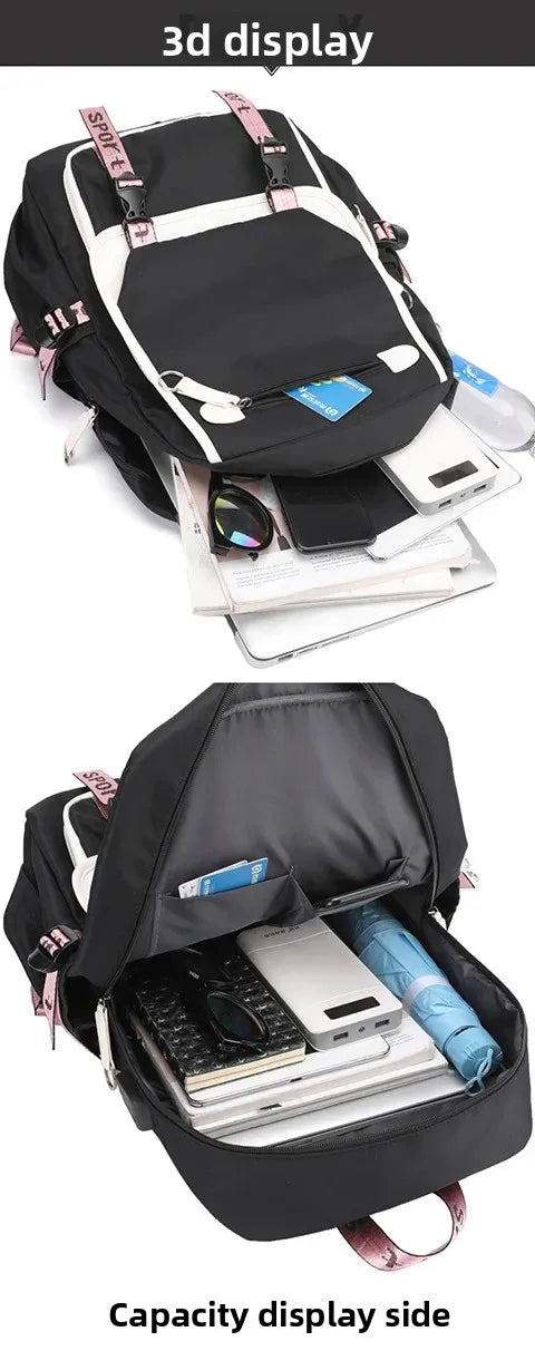 KPop Demon Hunters Student Backpack Single Shoulder Bag Casual Pencil Case Three Piece Set Oxford Cloth Unisex Backpack