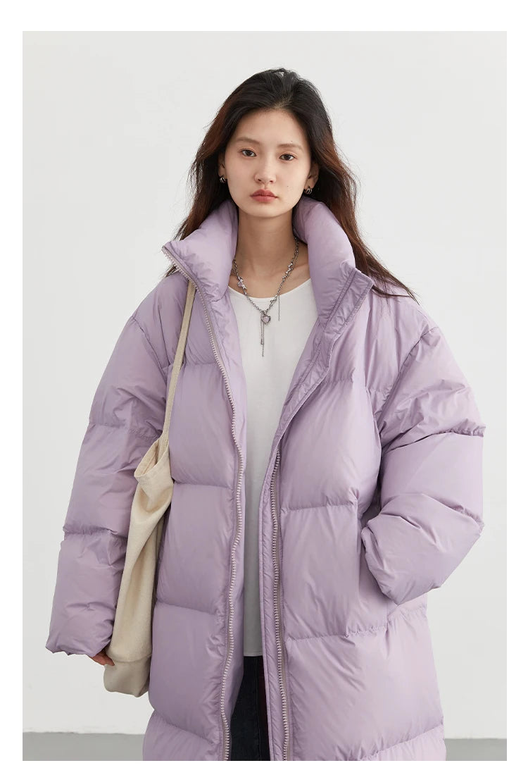 CHIC VEN Women Down Coats New Long Thick Warm Down Jackets Overcoat White Duck Down Loose Casual Jacket Autumn Winter 2023