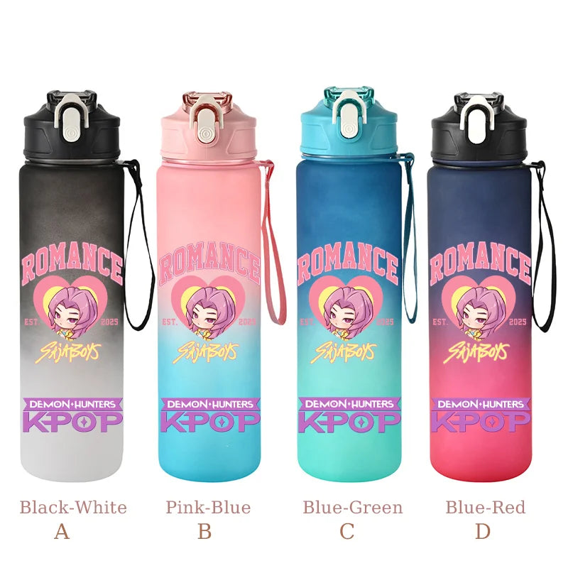 800ML KPop Demon Hunters Sports Water Bottle With Straw Men And Women Perfect For Outdoor Travel Hiking Office Jugs Fans Gifts - YourGiftIdeasUK