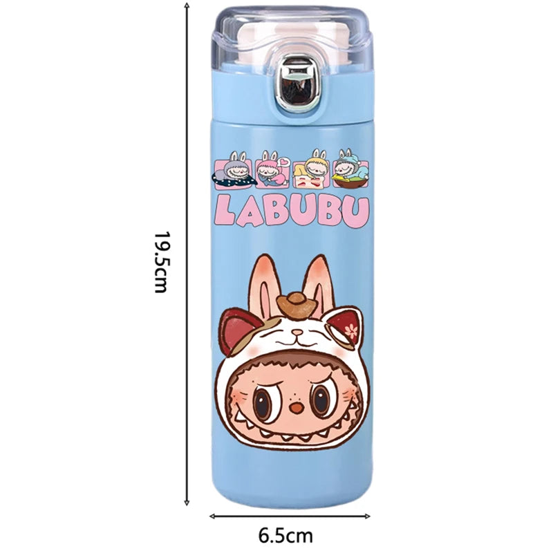 400Ml Water Bottle Cartoon Printed Thermos Cup Pocket Stainless Steel Thermal Coffee Mug Vacuum Insulated Flask Cup Kid Gift