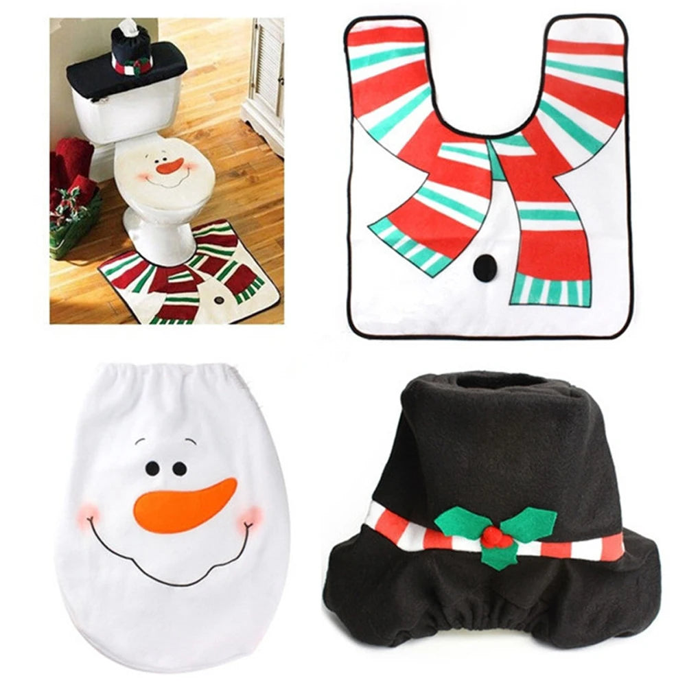 New Cute Christmas Toilet Seat Covers Creative Santa Claus Bathroom Mat Xmas Supplies for Home New Year Navidad Gift Decor 2024 - YourGiftIdeasUK