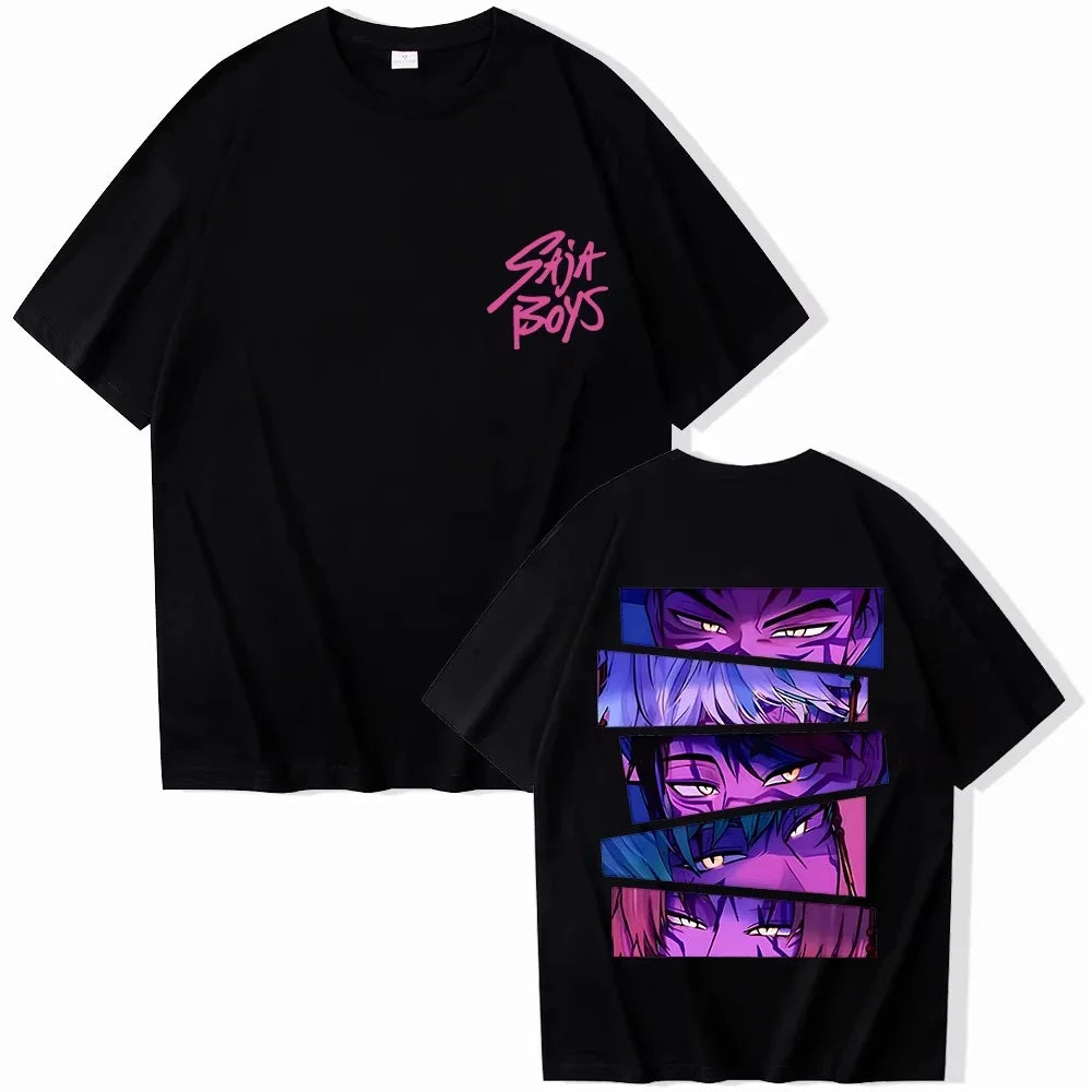2025 Summer Kpop Devil Hunter Saja Boy T-shirt KPop Demon Hunters Casual Anime Cotton T-shirt Top Suitable Men Women