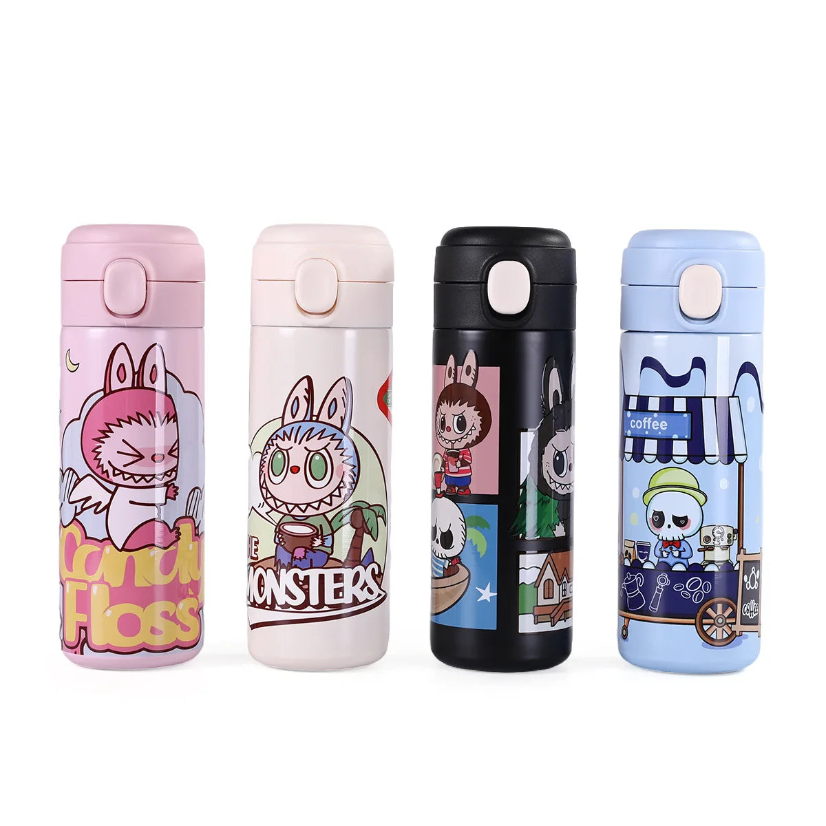 Printed 400Ml Water Bottle Thermos Cup Pocket Stainless Steel Thermal Coffee Mug Vacuum Insulated Flask Cup Kid Gift