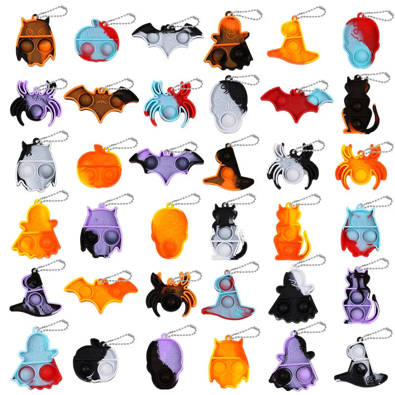 10-20-30Pcs Halloween Mini Pop Keychain Fidget Toys - YourGiftIdeasUK