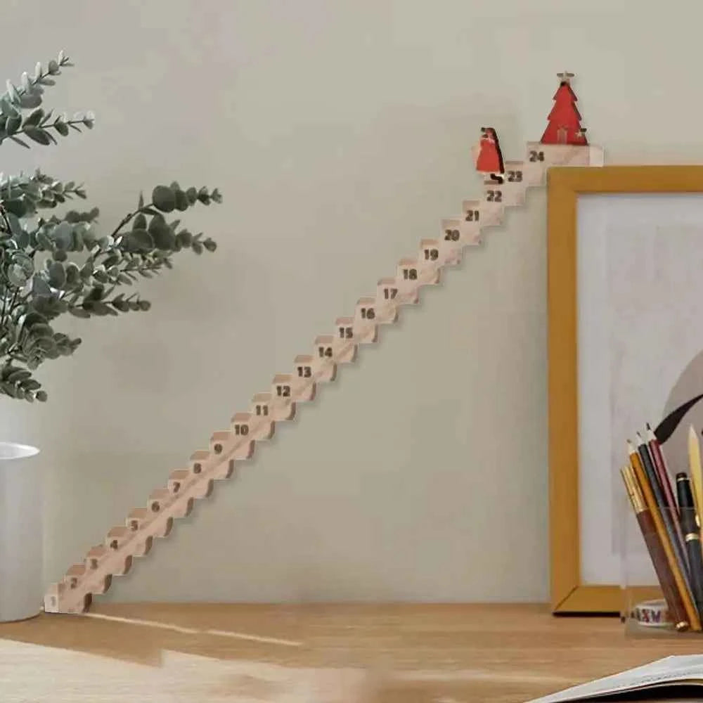 Santa Claus Countdown Calendar Wood Stairs Climbing Santa Christmas Advent Calendar Creative Wooden Xmas Countdown Decorations