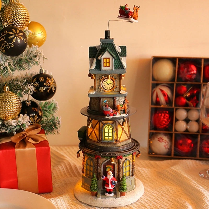 Delicate Christmas Music Box House Figurine with Led Light - YourGiftIdeasUK