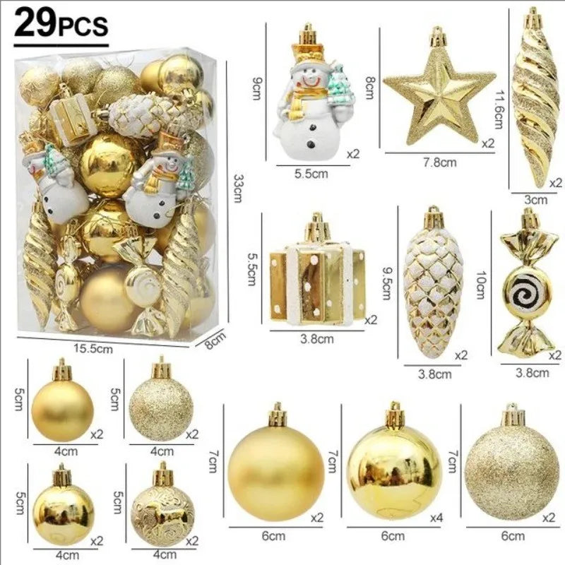 20/29pcs Christmas Ball Decoration Hanging Christmas Tree Pendant Ornaments For Home Gifts Accessories