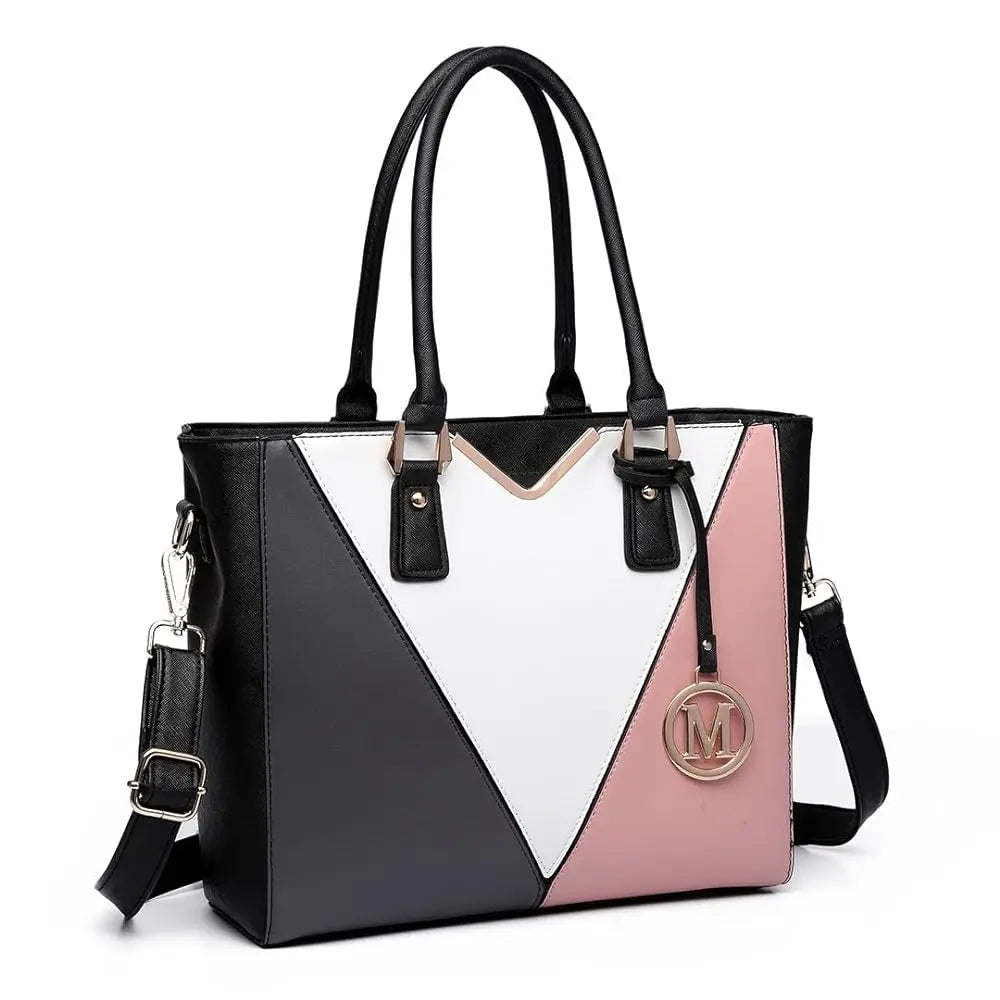Miss Lulu Women's Lightweight Leather Look V-Shape Shoulder Tote Bag - Medium Handbag for Everyday Use