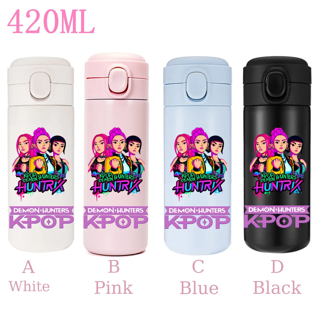 420ML KPop Demon Hunters Cartoon Stainless Steel Thermal Water Bottle Mini Leak Proof Portable Insulated Cup Birthday Gift - YourGiftIdeasUK