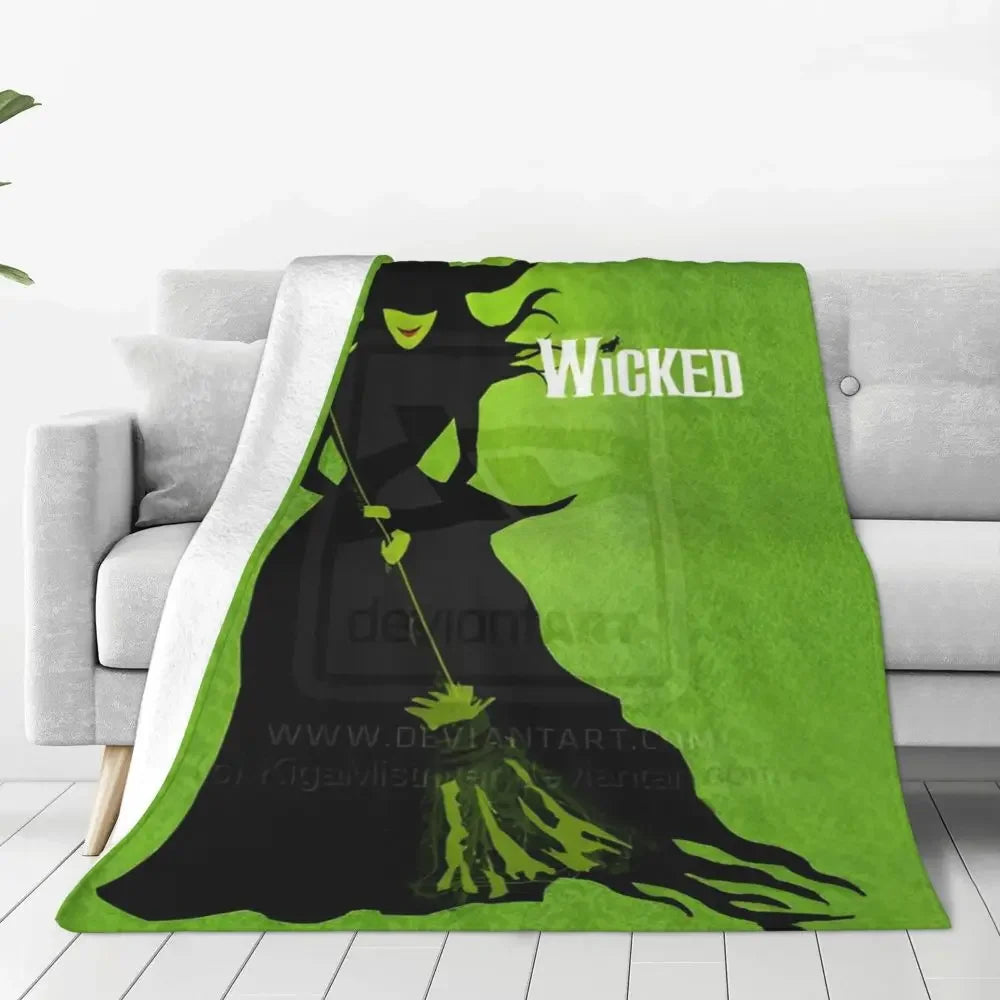 Soft Blanket Travel Wicked Elphaba & Glinda Tonal Throw Blanket Magic Movie Flannel Bedspread For Bedroom Aesthetic Bed Cover - YourGiftIdeasUK