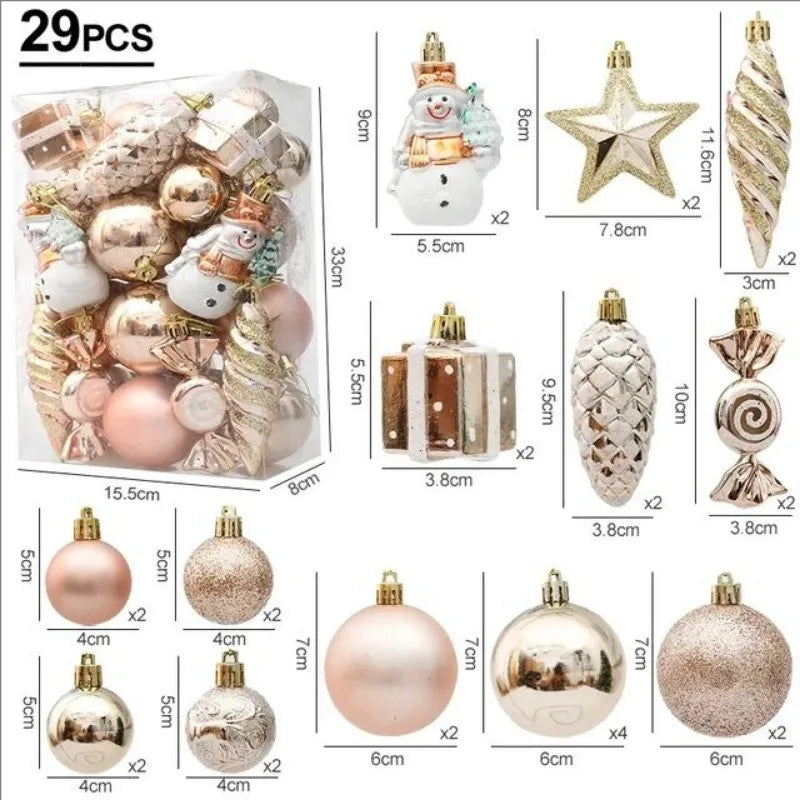 20/29pcs Christmas Ball Decoration Hanging Christmas Tree Pendant Ornaments For Home Gifts Accessories