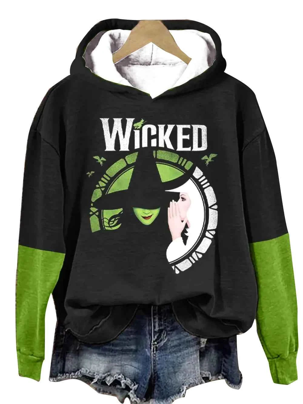 Wicked for god hooded  Glinda & Elphaba printed  hooded halloween  hooded pocket  Sweatshirt men/women novelty  Hooded