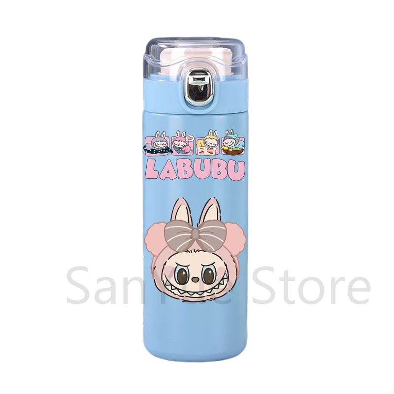 400Ml Water Bottle Cartoon Printed Thermos Cup Pocket Stainless Steel Thermal Coffee Mug Vacuum Insulated Flask Cup Kid Gift