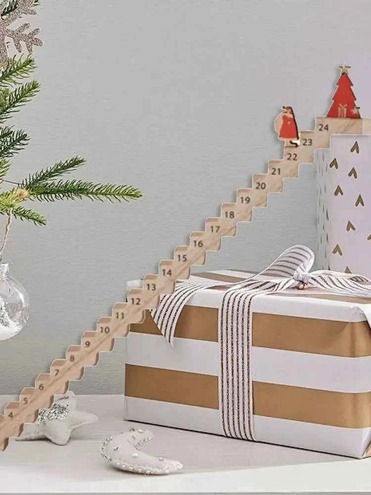 Santa Claus Countdown Calendar Wood Stairs Climbing Santa Christmas Advent Calendar Creative Wooden Xmas Countdown Decorations