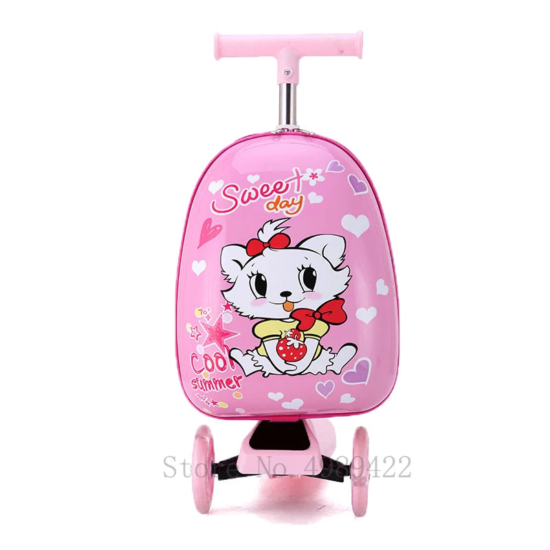 Children Travel Suitcase Cute Cartoon Skateboard Rolling - YourGiftIdeasUK