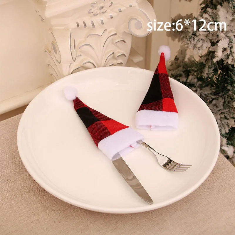 2025 Christmas Cutlery Holder Santa Claus Snowman Tableware Decoration Home Party Supplies Christmas Hat Deco Gift Bags Ornament - YourGiftIdeasUK