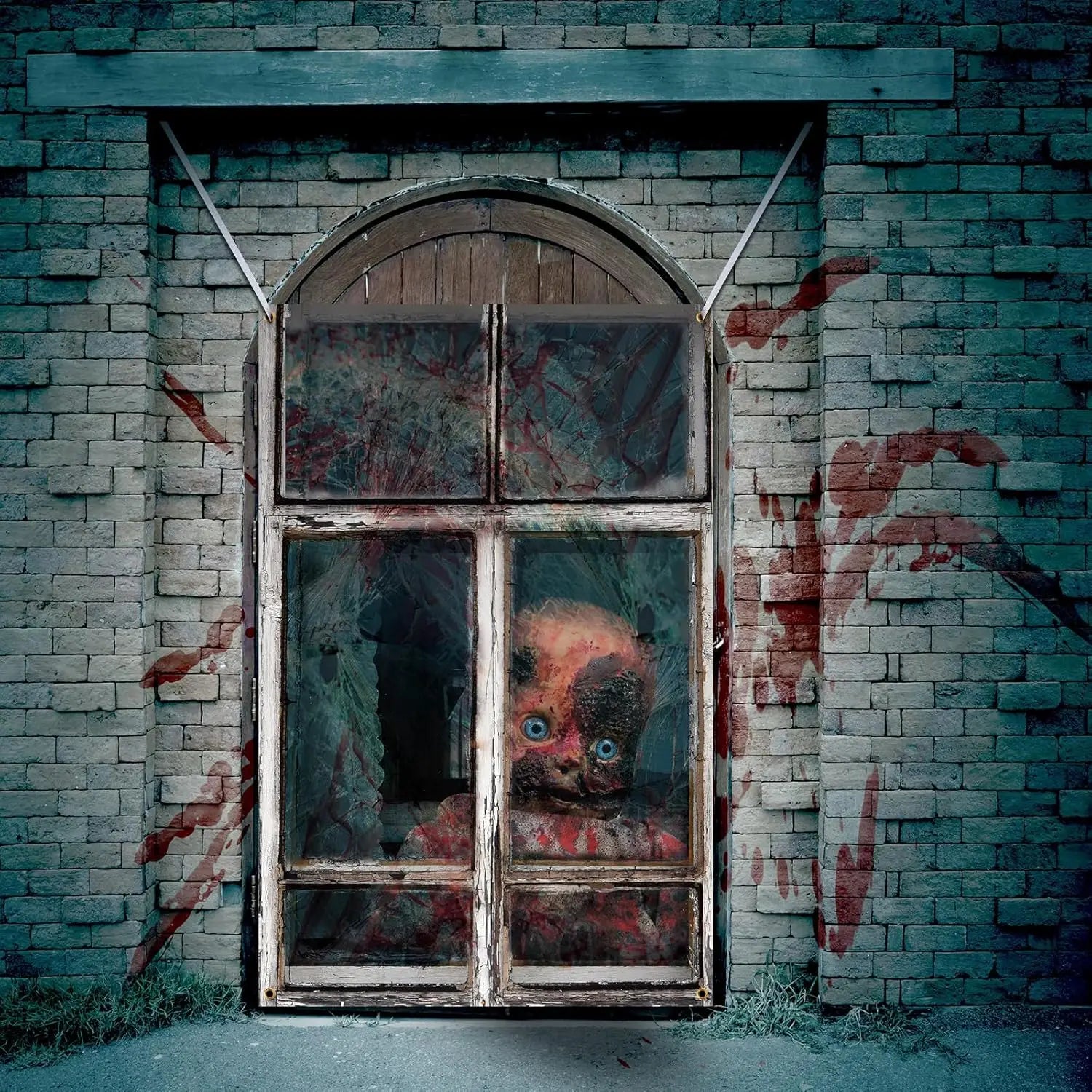 2 Pcs Scary Halloween Curtain Halloween Window Silhouette - YourGiftIdeasUK