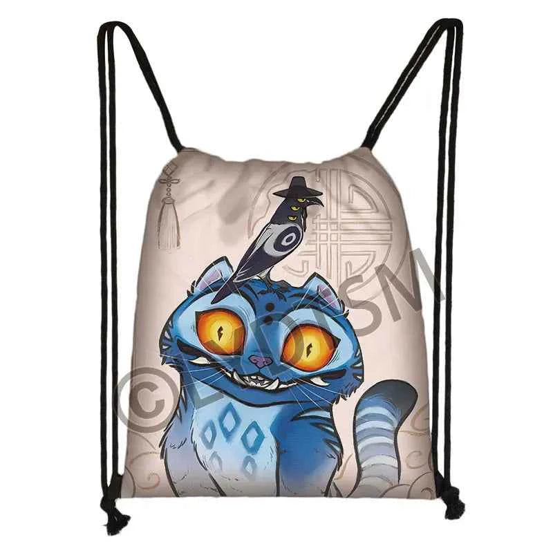 KPop Demon Hunters Print Drawstring Bag Saja Boys Daypack Mira Rumi Zoey Storage Bags for Travel Teenager Women Backpacks