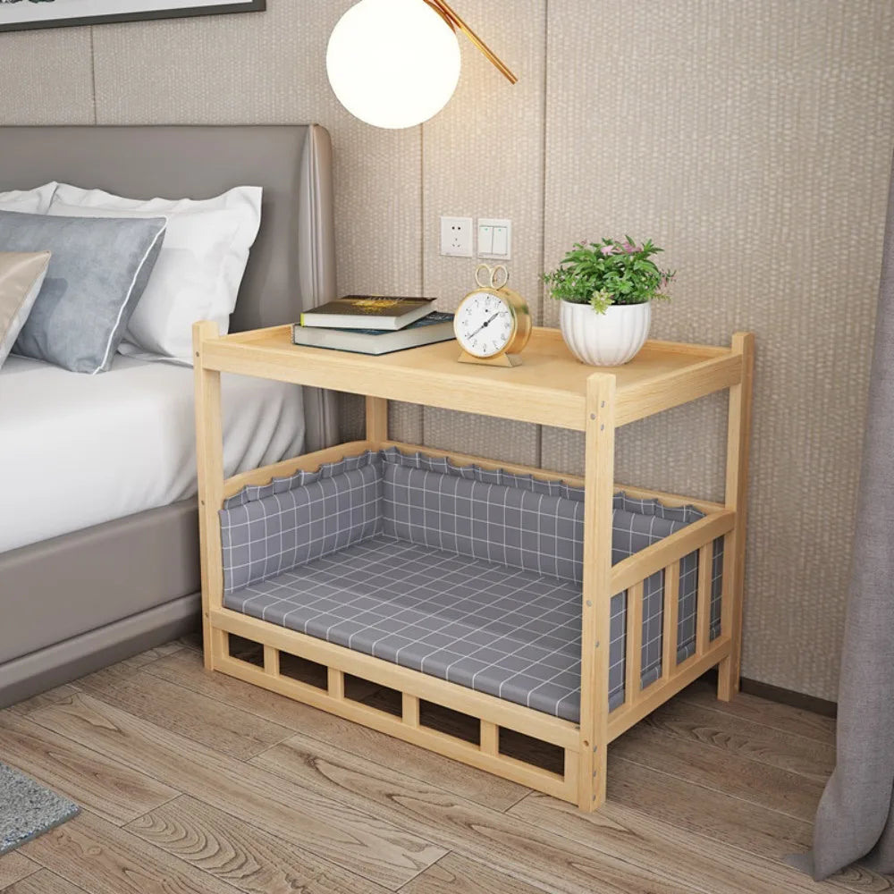 Simplicity Wooden Dog Bed Can Be Used As Bedside Table - YourGiftIdeasUK
