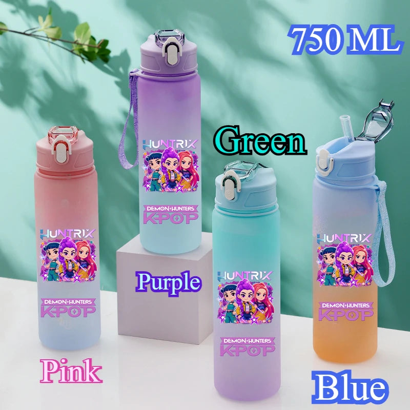 750ML KPop Demon Hunters Gradient Color Water Cup HUNTR/X Rumi Mira Zoey Jinu Drinking Bottle Saja Boys Tiger Kid Birthday Gift - YourGiftIdeasUK