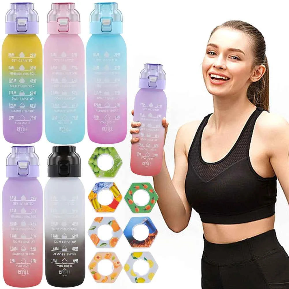 1000ML Fragrance Smelling Water Bottle with 1/7 Flavor Pod Air Water Up Bottle Scented Drinking Cup for Travel Climbing Hiking