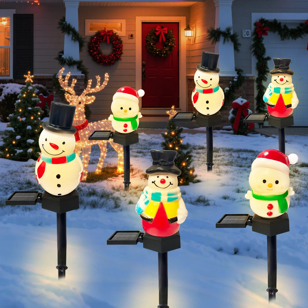1pc Christmas Cute Snowman Shape Pathway Lights Solar LED Waterproof Walkway Landscape Light For Home Garden Winter Yard Decor - YourGiftIdeasUK